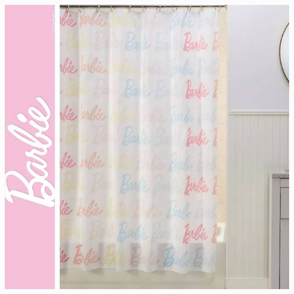 Barbie All Over Logo Shower Curtain